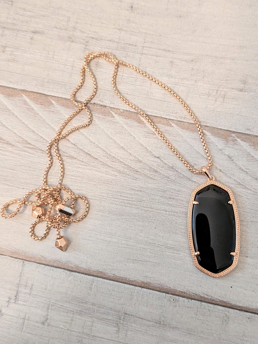 Kendra Scott Reid Necklace Rose Gold And Black